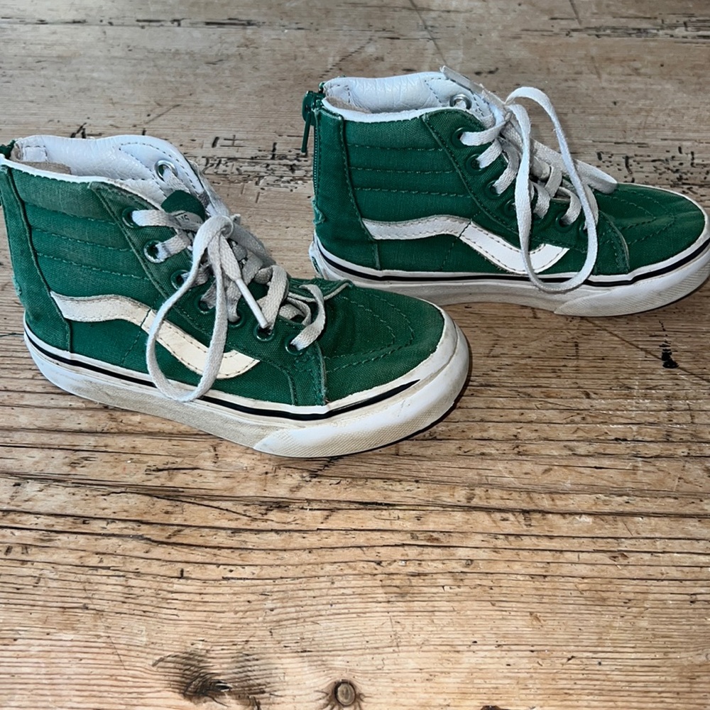 Vans green toddler Sk8 Hi Zip Hightop sneaker | 10.5